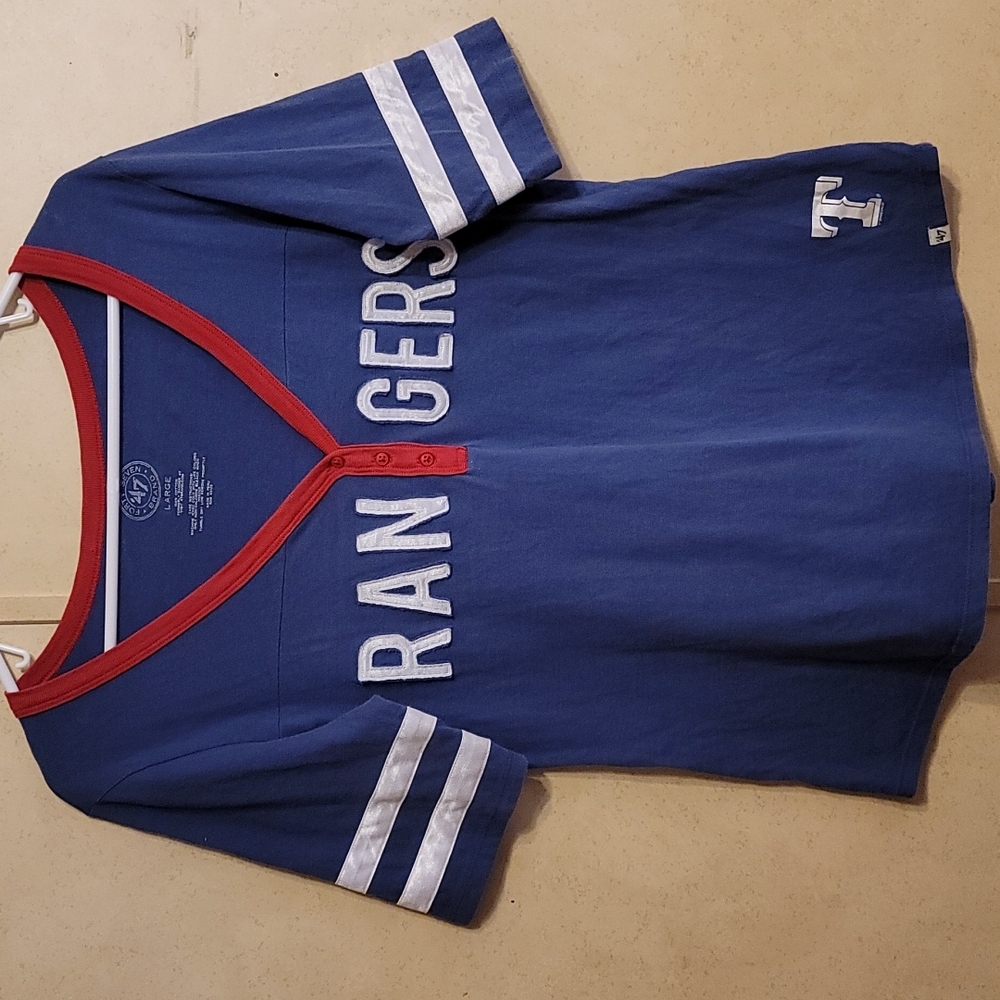 Ladies 47 BRAND Texas Rangers T-Shirt Size Large